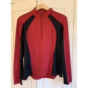 Kerrits Shirt Women’s Large Equestrian Pullover Riding Top Red Horses 1/4 Zip